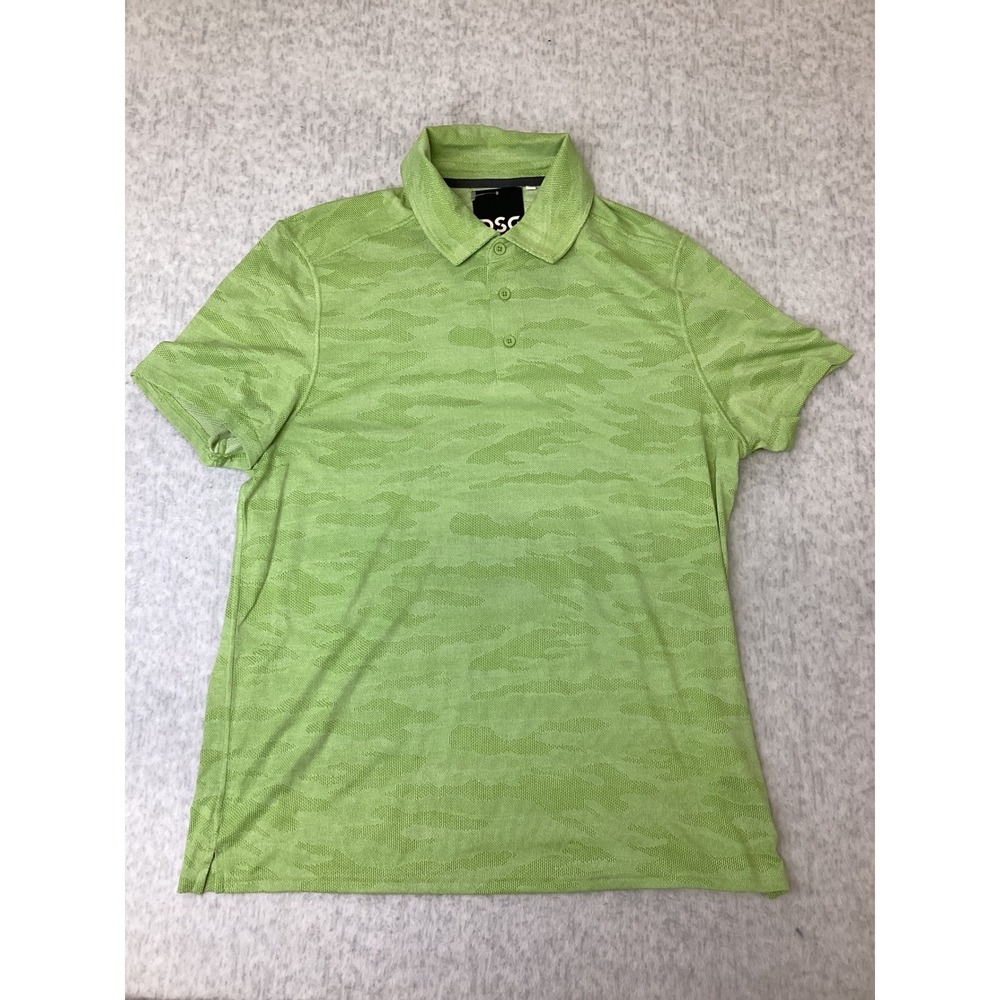 DSG Mens Movement Jacquard Polo Pale Neon Green Camo Golf Shirt‎ Size M NEW